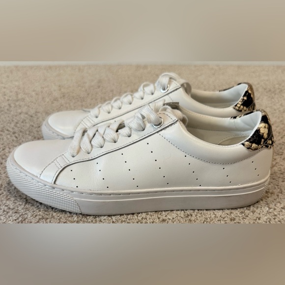 J. Crew White Saturday Sneakers w/ Snake Print Leather Detail Shoes - Picture 7 of 12